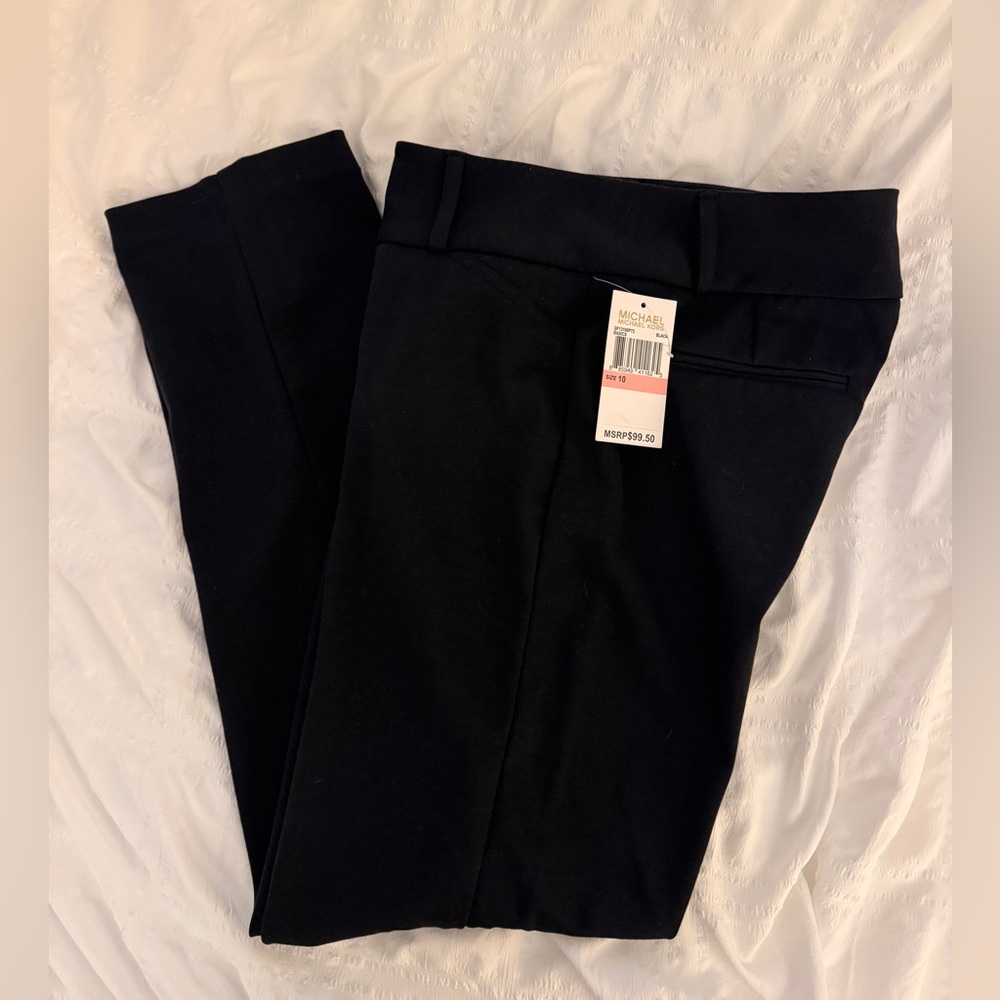 NWT Michael Kors black knit ankle trouser pants. Size 10